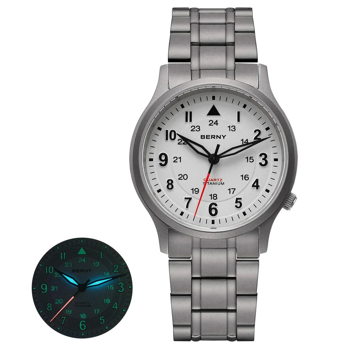 BERNY Titanium Watches for Men Super Luminous Sapphire Field Men's Watch Outdoor Quartz Wristwatch Lightweight 5ATM