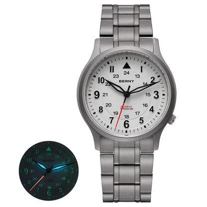 BERNY Titanium Watches for Men Super Luminous Sapphire Field Men's Watch Outdoor Quartz Wristwatch Lightweight 5ATM