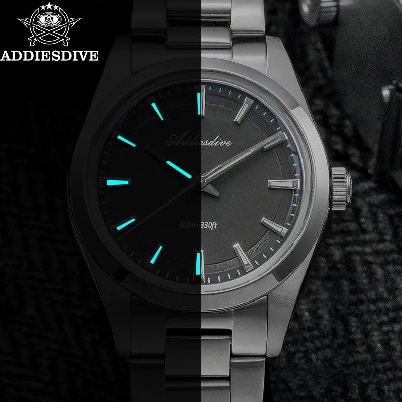 ADDIESDIVE 2024 New AD2066 Men's Watches Bubble Mirror Pot Cover Glass Stainless Steel Waterproof  Quartz Watch Man reloj hombre