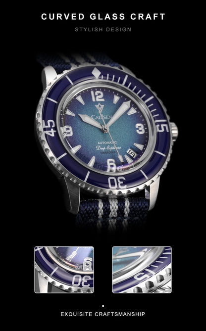 CADISEN Deep Explorer MIYOTA 8215 Automatic Mechanical Watch Man Canvas Strap Wristwatch Luxury Luminous Waterproof Watches