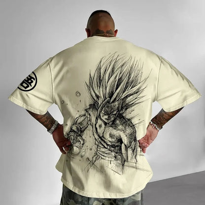 Dragon Ball Animation T-Shirt Men's Summer New Double-Sided Printing Loose Casual Harajuku Trendy Short Sleeve Parent-child Top