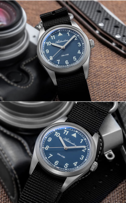 ADDIESDIVE 36mm analoge Herrenuhr mit gewölbtem Spiegelglas, 100m wasserdicht, leuchtend, schlichte Quarzuhr für Herren mit Nylonarmband
