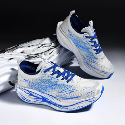 New Men's Carbon Plate Sneakers, Outdoor Soft Sole Mesh Sports Shoes, Running Shoes, Lightweight, Anti-Slip, Casual Couple Tennis Shoes