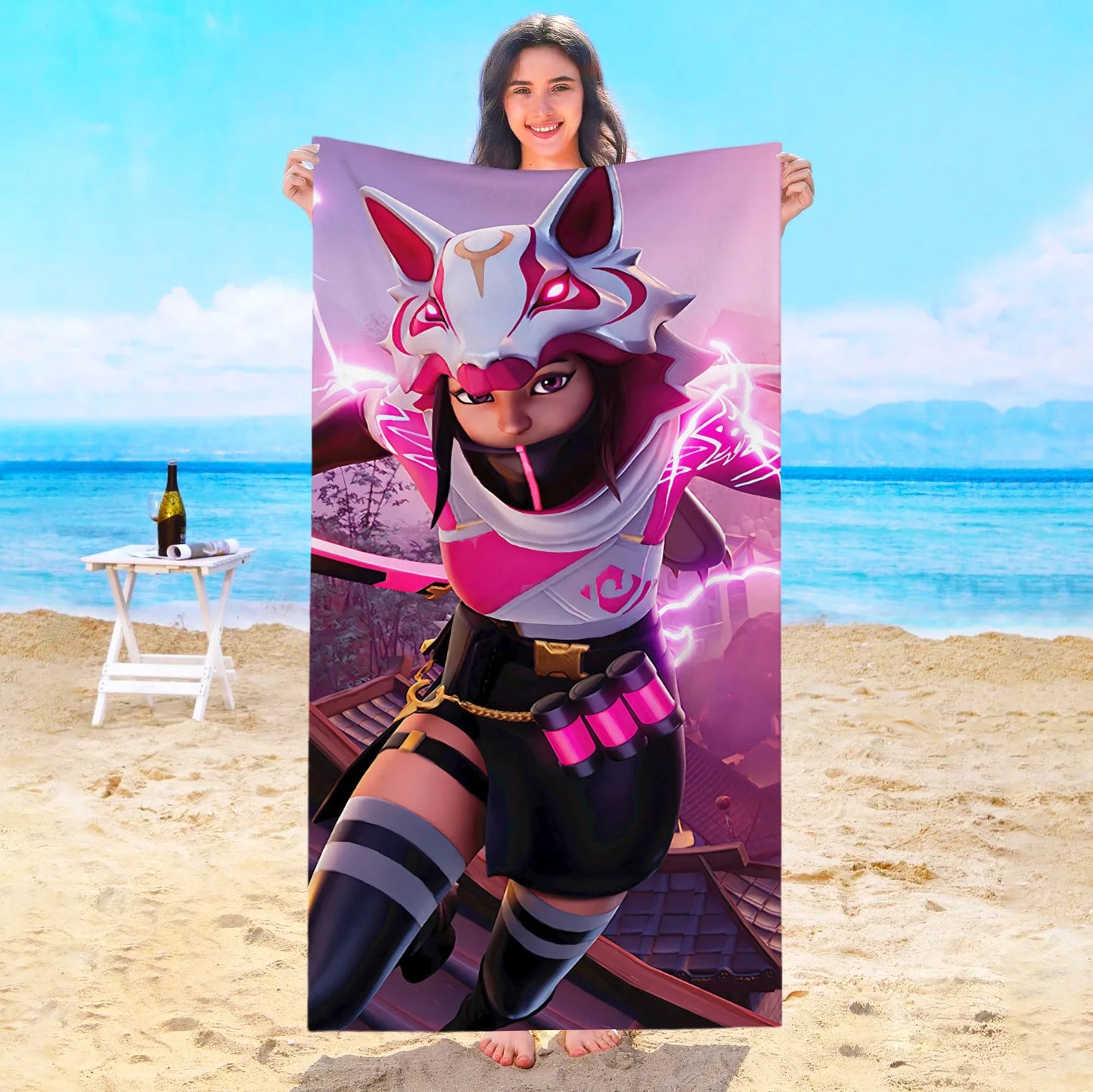 Toalha de Praia Game F-Fortnites em Microfibra para Hotel, Casa de Banho, Sauna, Spa, Praia, Viagem, Piscina, Casa, Banho de Bebé, Ginásio e Duche
