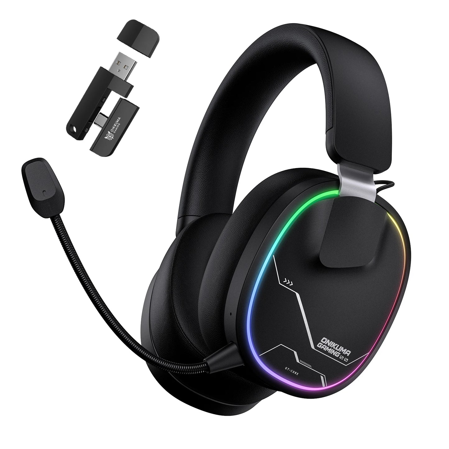 ONIKUMA Gt808 45dB Active Noise Canceling Wireless Headset | Hi-Res Audio, 1200mAh Battery 2.4GHz, Bluetooth, Wired