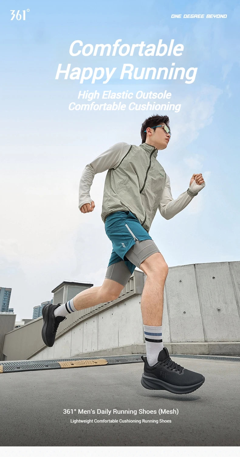 361 Degrees Fengye 5.0 Running Shoes Lightweight Wear Resistant Shock Absorbent Breathable Soft Soled Male Sneakers 672542210F