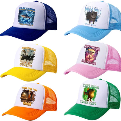 Italian Brainrot Baseball Caps Funny Anime Printed Tung Tungtung Sahur Sunny Hats Summer Adjustable Famliy Headdress Cap Gifts