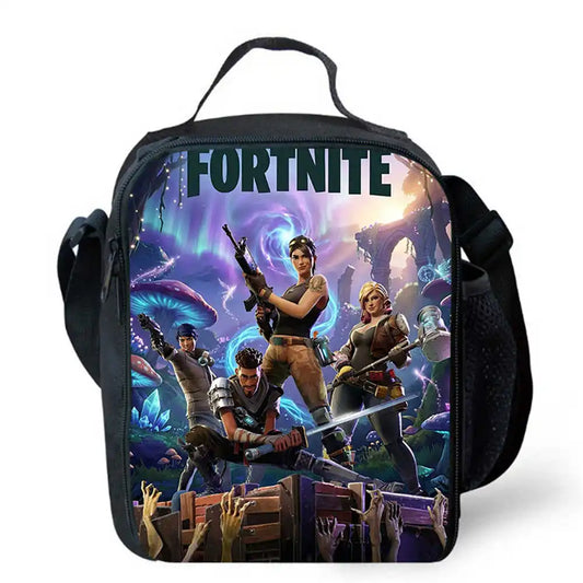 Children's Cartoon Fortnite Picnic Bag for Boys and Girls Ages 5-10, Kids Insulated Cooler Lunch Bags, Cute Portable Lightweight