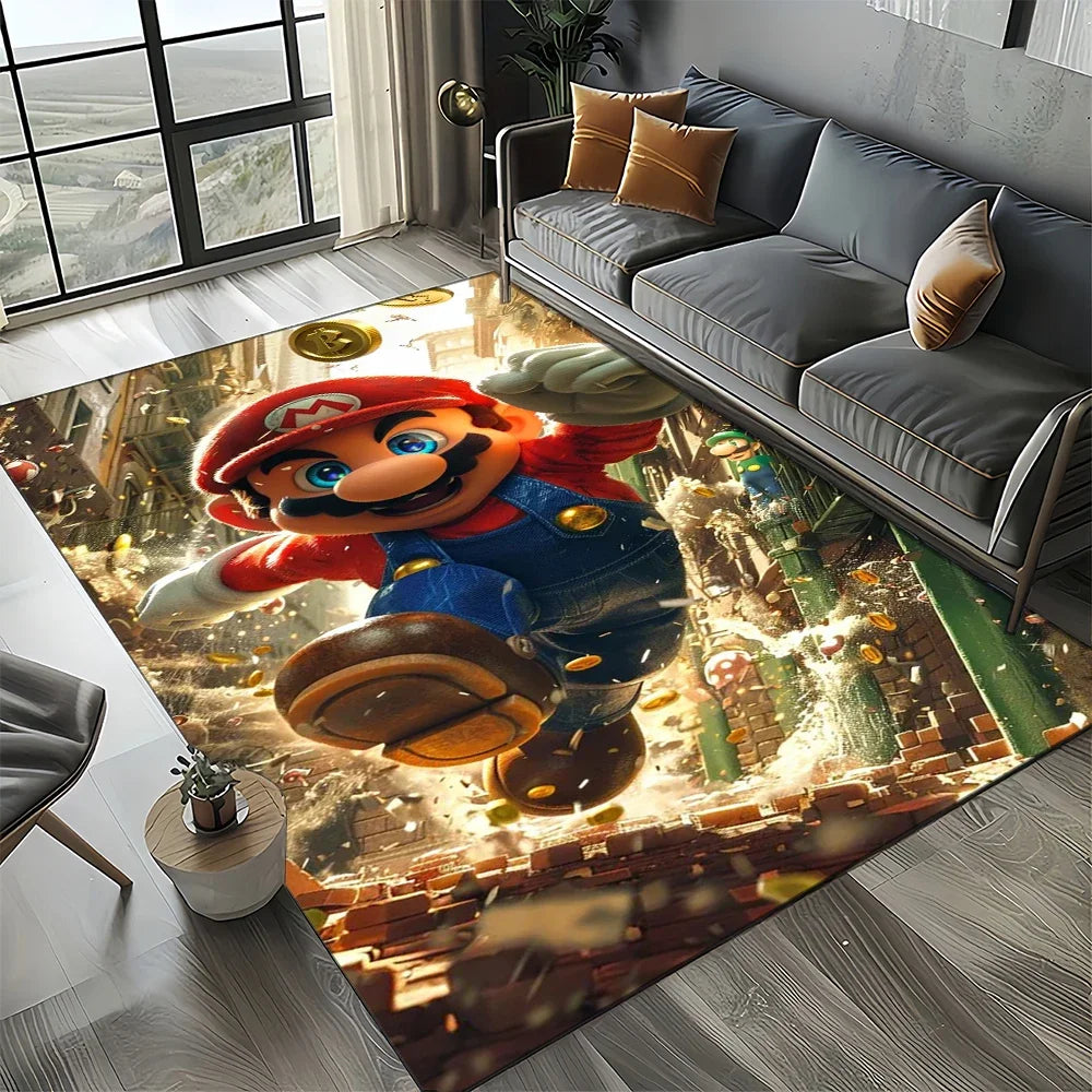 Covor cu motiv retro Mario, covor pentru sufragerie, dormitor, canapea, preș de intrare, decor, covoraș de joacă pentru copii