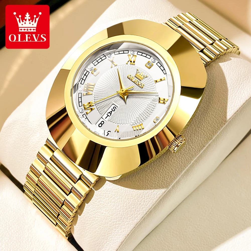 OLEVS Watch Luxury Woman Elegant Quartz Watch Scale Waterproof Luminous Automatic Week Date Ladies Watch Fashion Dress 7008