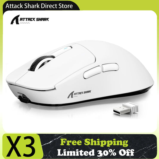 Attack Shark X3/X3PRO 4K/8K Tri-mode Gaming Mouse, PixArt PAW3395 Sensor, 26K DPI, 49g Ultralight, BT/2.4G Wireless/Wired, for PC