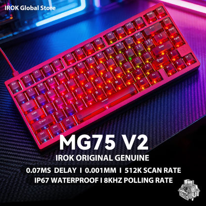 IROK MG75 V2 MG75V2 magnetische Gaming-Tastatur aus Aluminium, mechanisch, Rapid Trigger 0.07ms, 8KHz, 0.001mm, 512K Abtastrate, Gamer-Tastatur