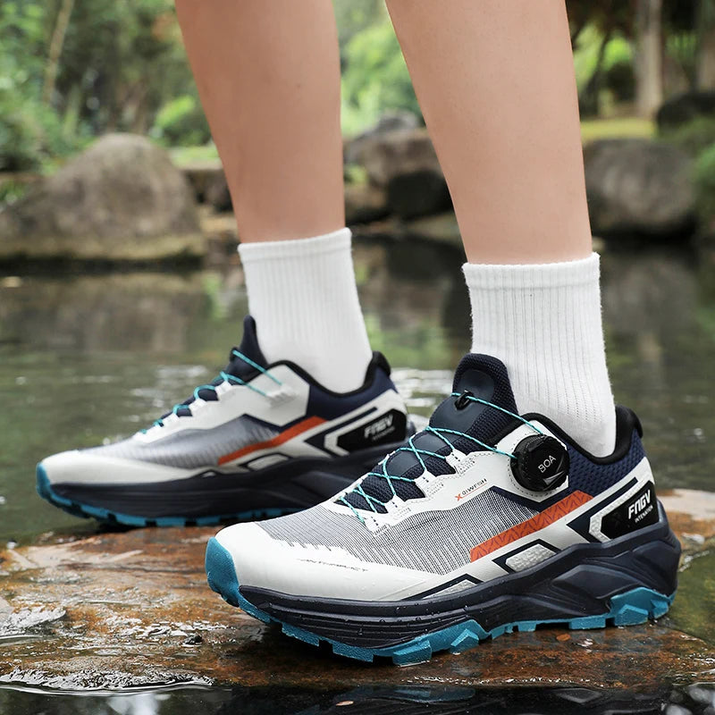 Zapatillas de running para hombre de primavera y verano, calzado de senderismo para exteriores, zapatillas de trail resistentes al desgaste con cierre BOA, transpirables, de estilo deportivo y casual