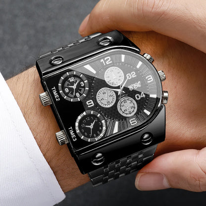 Luxury Gold Men Watch Decorative Dial Stainless Steel Band Quartz Wristwatch Casual Business Clock Reloj Hombre (Without Box)