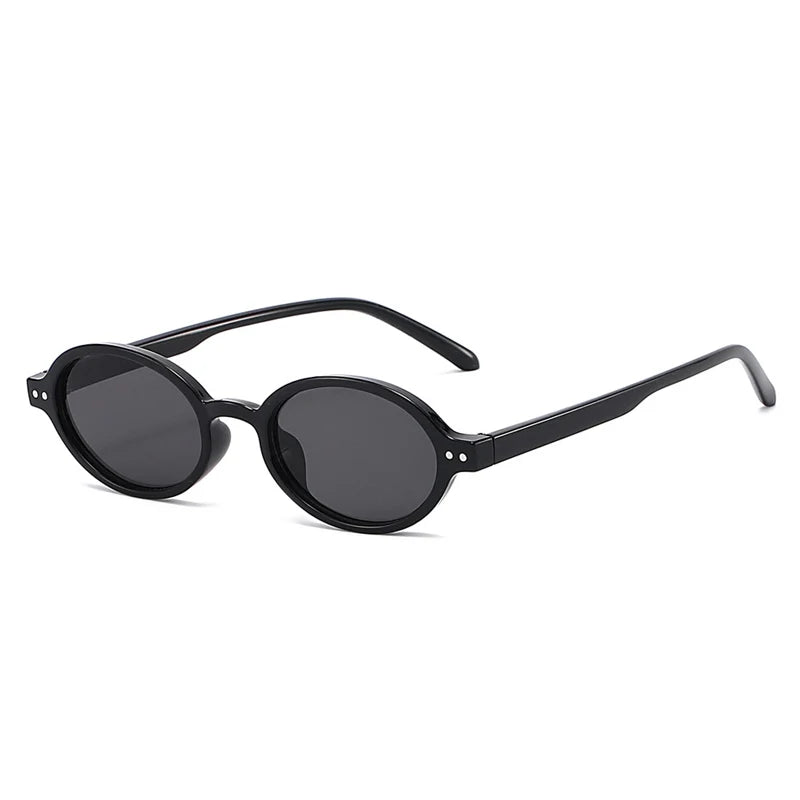 Ochelari de soare SO&EI Retro, mici, ovali, pentru femei, cu nituri, model leopard, pentru bărbați, stil punk, cu protecție UV400