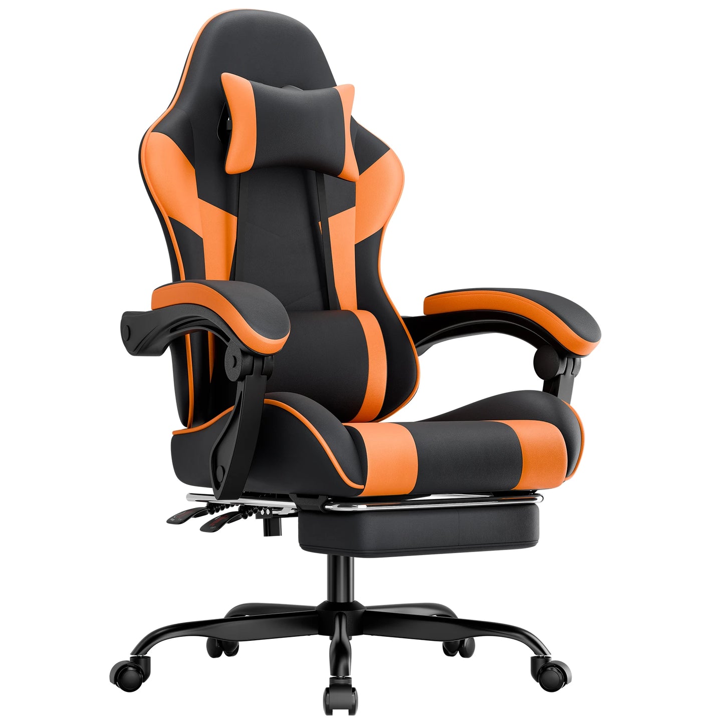 Black-Grey Ergonomic Gaming Chair, Lumbar Support, Breathable PU Leather, Adjustable Height & Backrest, 200kg for Office & PC