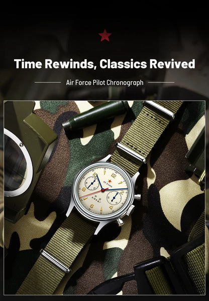 Seagull 1963 International Edition Orologio Meccanico da Uomo da Pilota ST1901 Cronografo Retrò da Polso Aviazione Air Force Nuovo