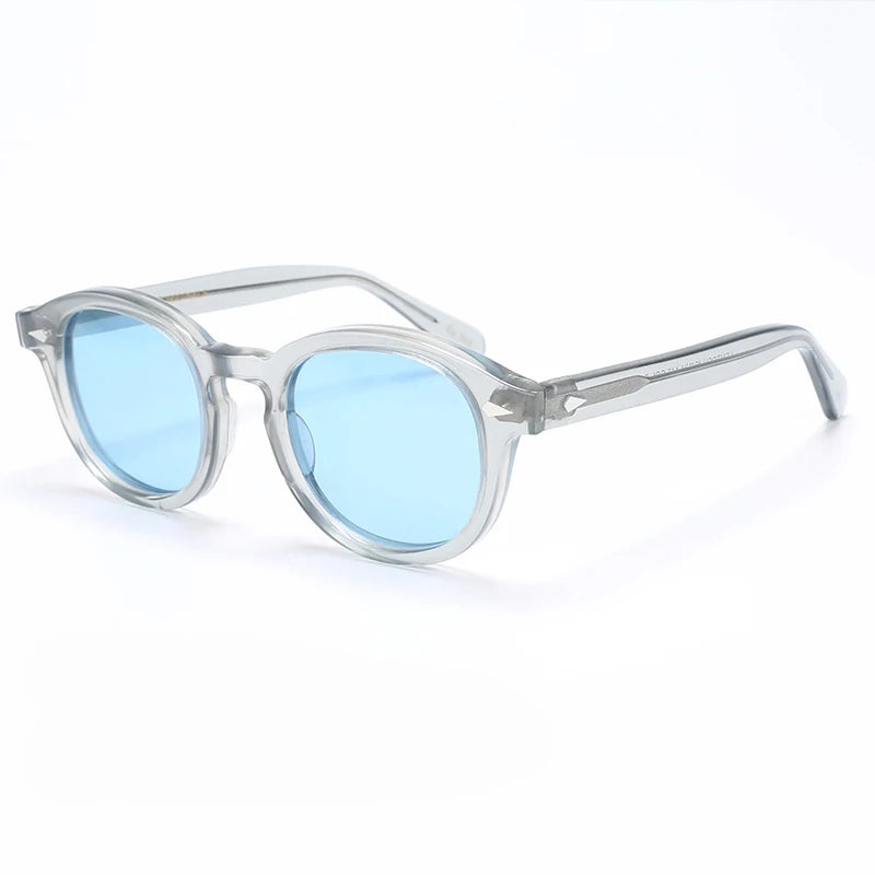 Ochelari de soare polarizați pentru bărbați și femei, stil Johnny Depp Lemtosh, ochelari de soare retro cu ramă rotundă din acetat și lentile UV400, Oculos