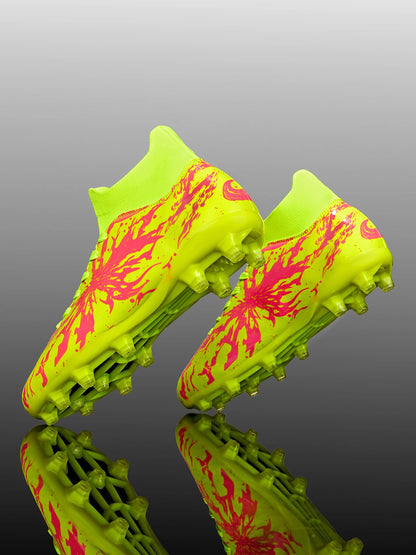 Chaussures de football FG pour hommes adultes, crampons pour terrain ferme, semelle respirante en PU résistante à l'usure pour l'entraînement et la compétition de football sur pelouse en plein air