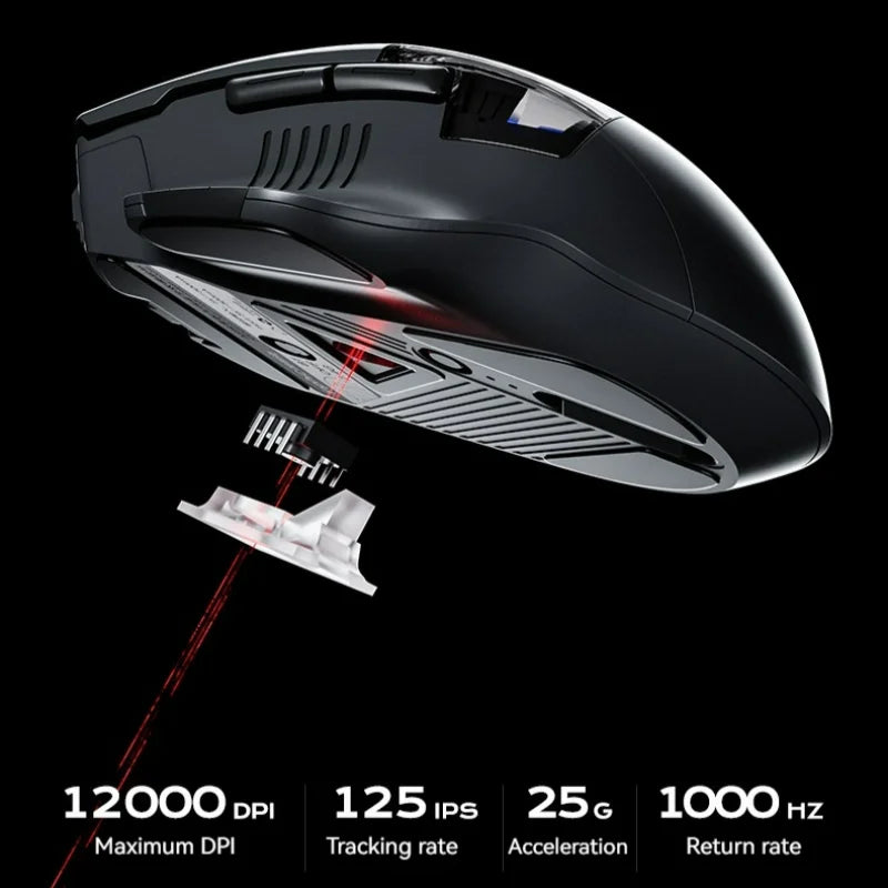 Inphic A9 Pro Three-mode Game Mouse Colorful Light Guide Pillar Power Indicator DPI Adjustable Macro-driver Ergonomics 12800DPI