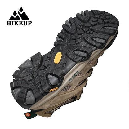 HIKEUP Hiking Shoes for Men, Designer Climbing Trekking Sneakers, Leather Outdoor Sports Work Shoes, Running Shoes