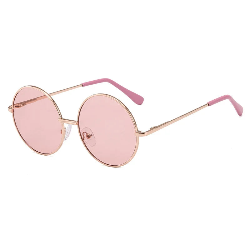 Ochelari de soare pentru copii cu ramă metalică, rotunzi, simpli, cu protecție împotriva razelor ultraviolete, ochelari pentru copii