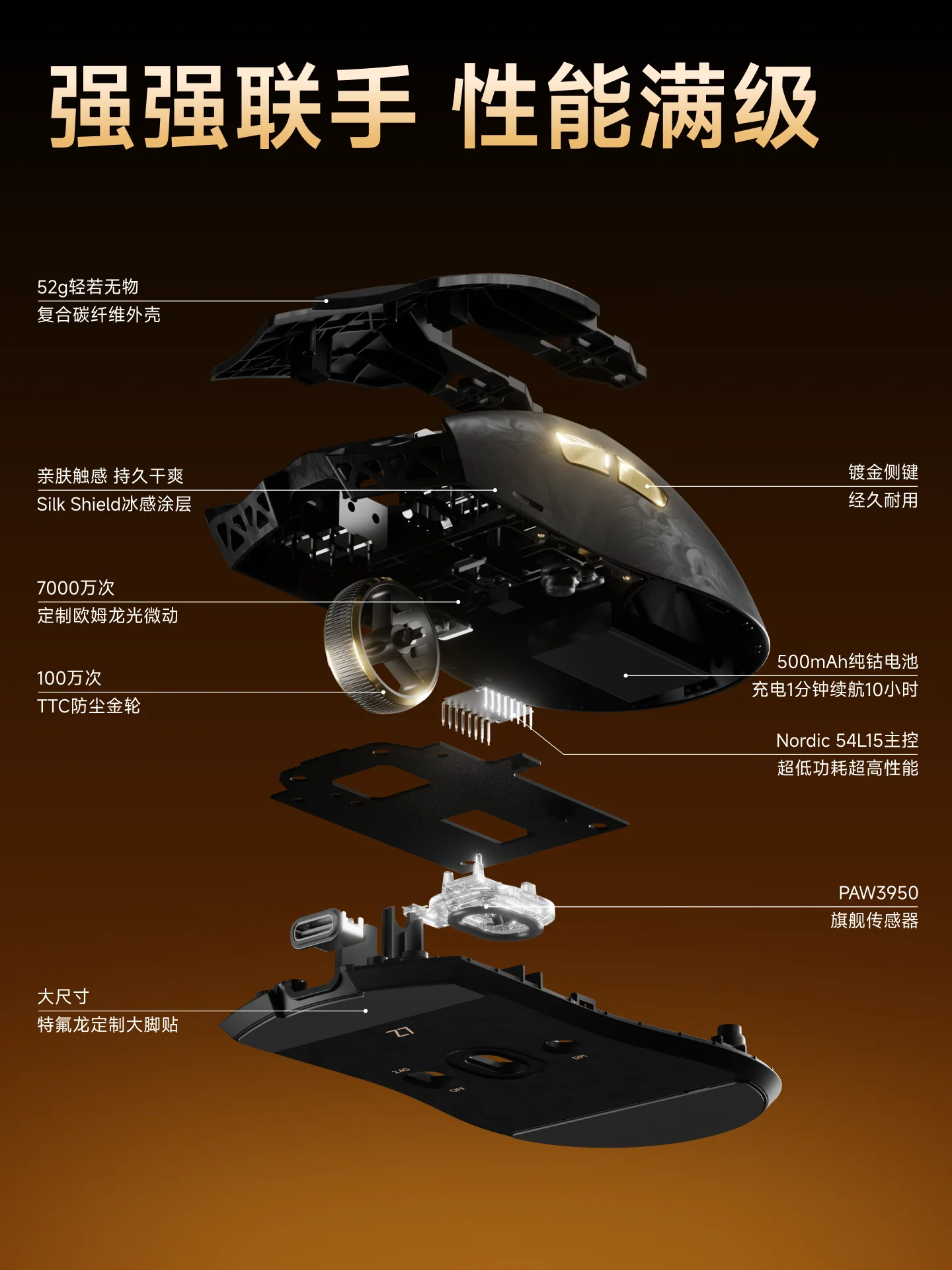 EWEADN Z7 Carbon Fiber Kabellose Maus Paw3950 Dual 8k Leichte mittelgroße ergonomische Esports-Gaming-Maus für FPS PC-Zubehör