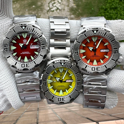 STEELDIVE SD1984 New Arrival 42.2MM M onster 200M Waterproof NH36 Day Function Sapphire Glass Automatic Movement Steel Bracelet