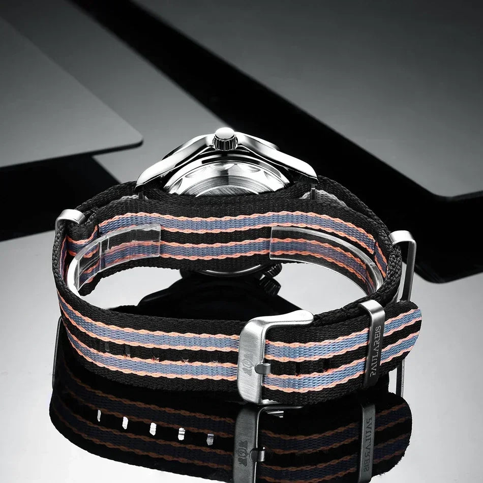 Automatic Watches for Men Mechanical Self Wind Net Stainless Steel Nylon Strap Luxury New Limited Reloj Hombre Baratos