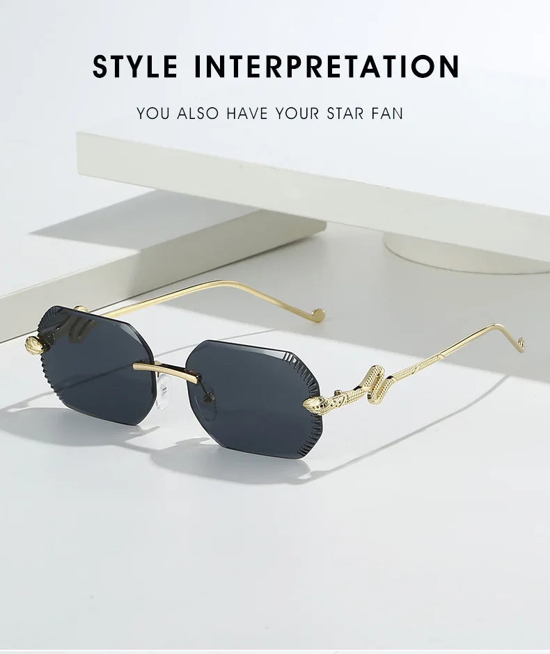 Ochelari de soare decorativi din metal, în formă de șarpe – ramă neregulată unisex, protecție UV, ochelari de soare