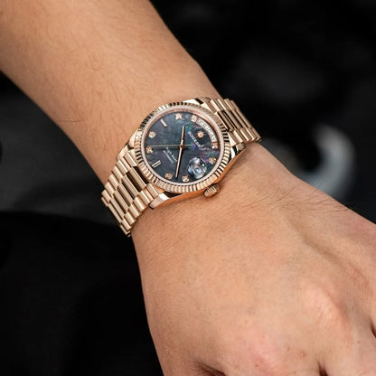 Sugess Watch of Men 36mm Date Automatic Retro Mechanical Wristwatches Sapphire Crystal RoseGold Dandong SL3034 Movement Day New