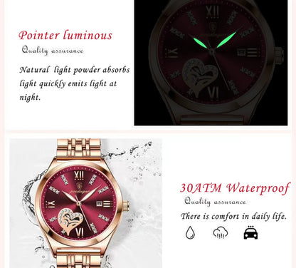 POEDAGAR Top Luxury Woman Watches Waterproof Luminous Date Stainless Steel Women's Quartz Wristwatch Elegant Dress Ladies Watch