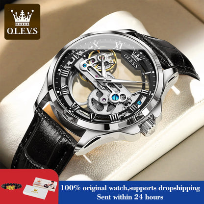 OLEVS 6661 Automatic Watch For Men Skeleton Original Mechanical Movement Man Wristwatch Waterproof Luminous Sport Men's Watches