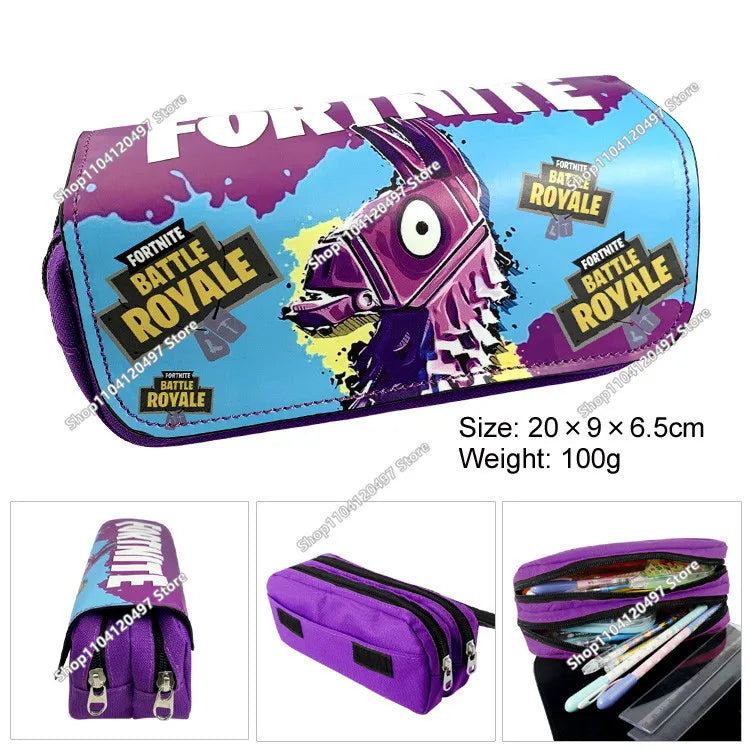 Victory Royale Student Boys Girls Fortnite Capacity Pencil Stationery Case Peely Llama Hero Children's Pen Box Kids Teen Bags