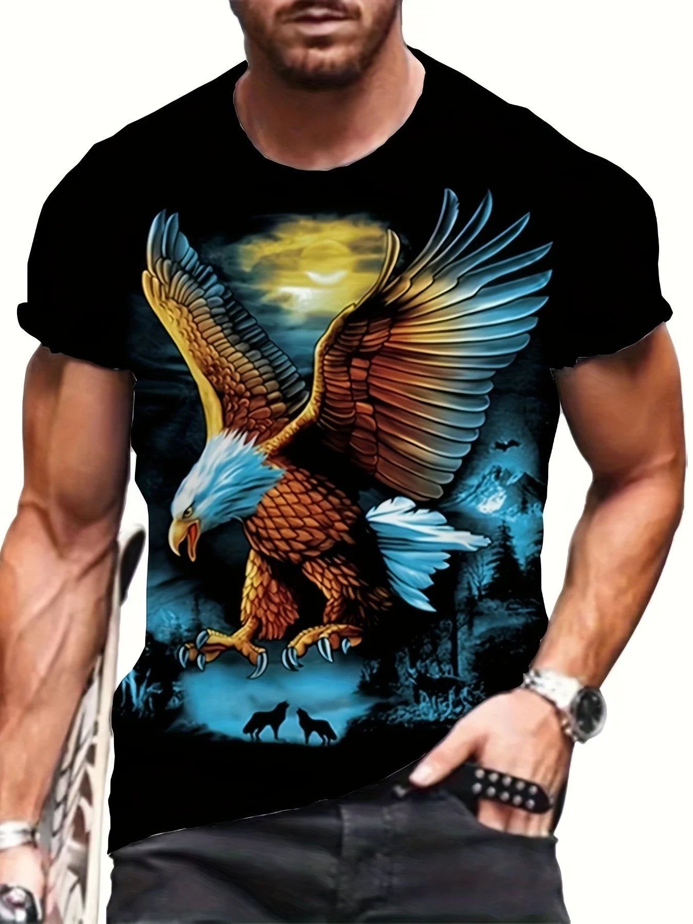 Fashion Eagle Graphic T Shirts Luxury T-Shirt Summer Men's T-Shirts Casual Tops Short Sleeve T-Shirt 3D Printing Men Clothing