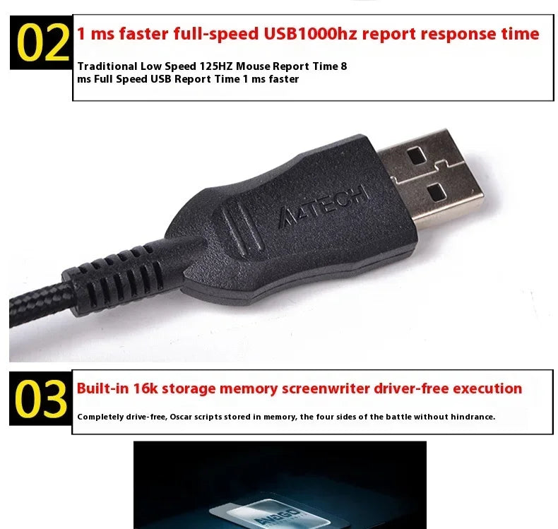 A4TECH Bloody X7-710K Wired Mouse 2000dpi Macro Programming Laptops Accessories CF/LOL/World of Warcraft E-sports Gamer Mouse