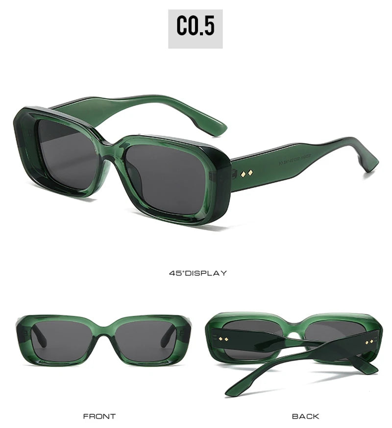 Ochelari de soare retro pătrați SHAUNA pentru femei, cu nituri, nuanțe degradate, protecție UV400, pentru bărbați, verzi și roz