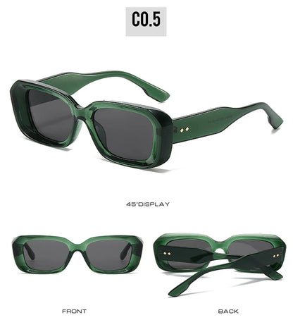 Ochelari de soare retro pătrați SHAUNA pentru femei, cu nituri, nuanțe degradate, protecție UV400, pentru bărbați, verzi și roz