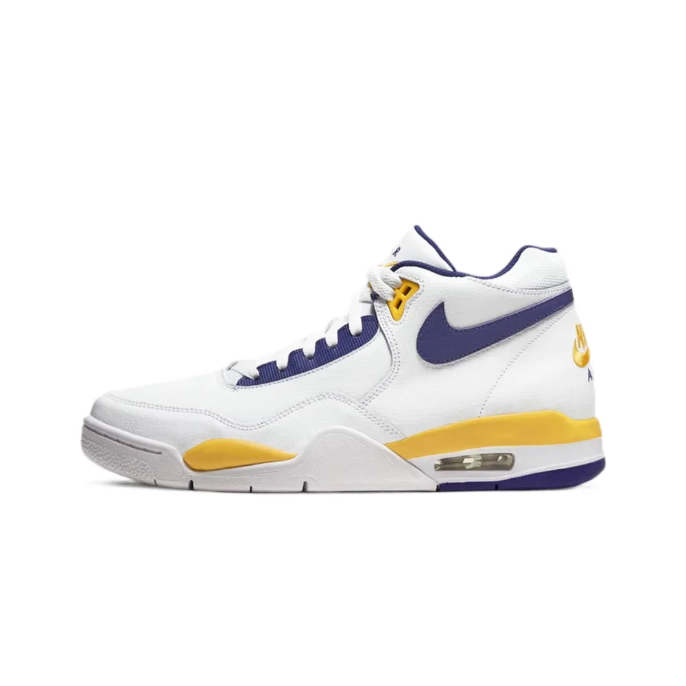 Nike Flight Legacy – Bequeme und vielseitige Retro-Basketballschuhe im Mid-Top-Stil für Herren, Weiß/Blau, BQ4212-103