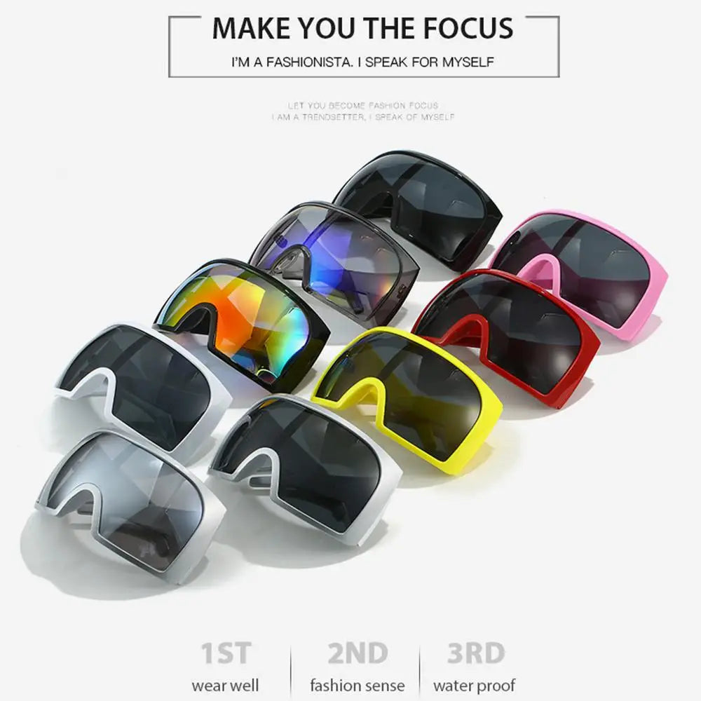 Ochelari de soare futuristici cu ramă învelitoare, lentile curbate Rave, protecție UV400, ochelari de soare supradimensionați Y2K pentru femei și bărbați