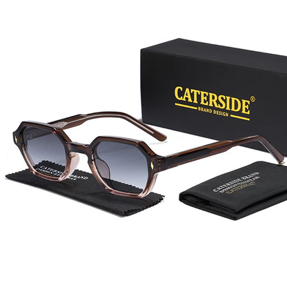 CATERDIDE Ochelari de soare retro poligonali pentru bărbați, cu design personalizat, ramă pătrată, ochelari de soare pentru femei, petreceri, călătorii și vacanțe