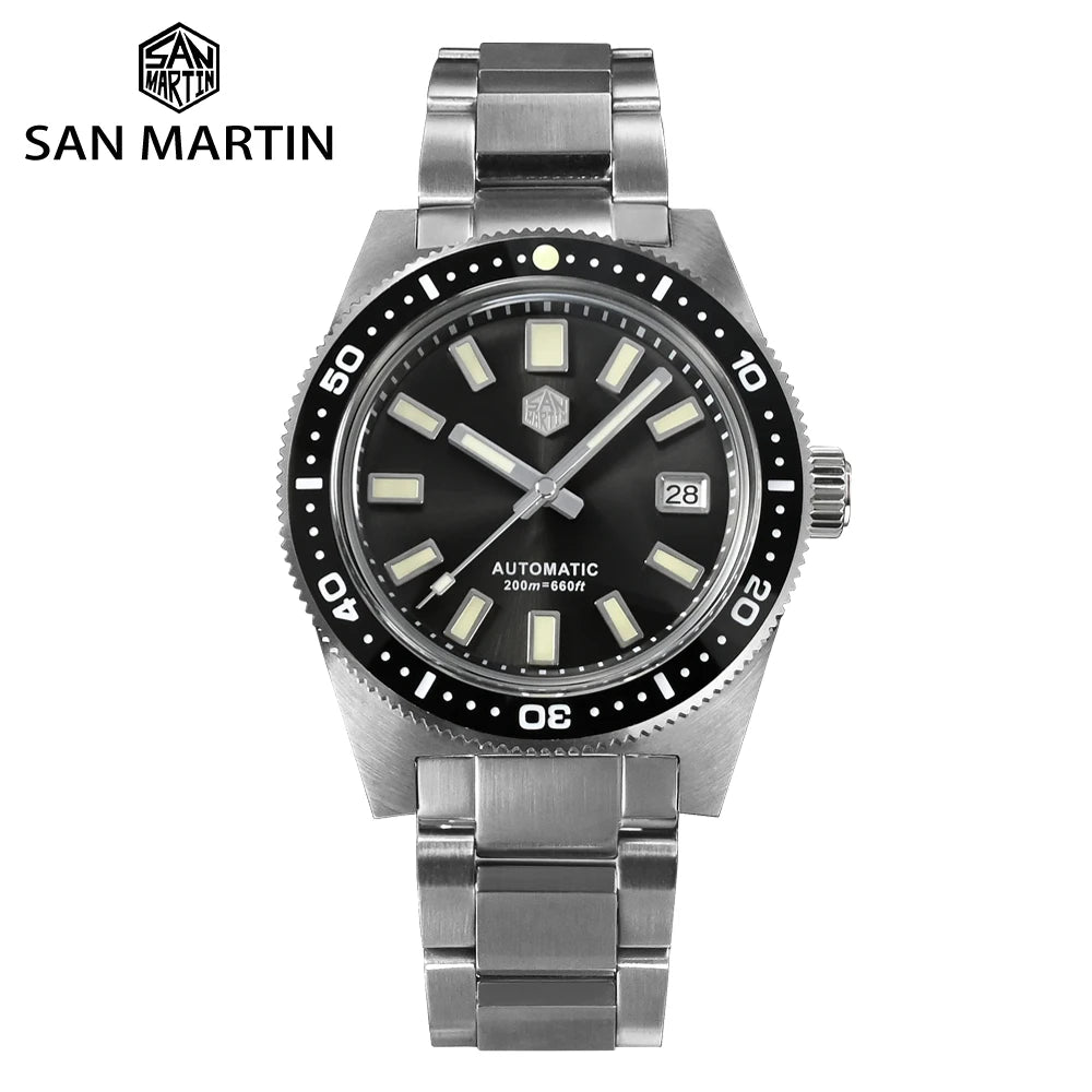 San Martin Official 41mm 62mas V4 Diver Men Watch NH35 Automatic Mechanical Watch Sapphire Glass 200m Waterproof Luminous SN0007