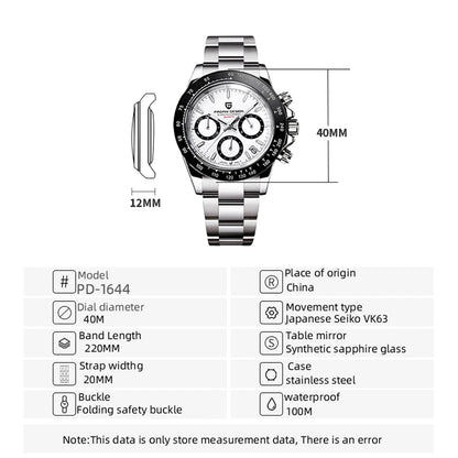 PAGANI DESIGN 2025 New Men's Watches Luxury Rose Gold Quartz Watch For Men 100M Waterproof Sports Chronograph Wristwatch Men