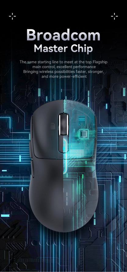Mouse Gaming Wireless X3 ATTACK SHARK colore rosso, polling rate 4K, connessione Bluetooth tri-mode, PAW3395, mouse gaming Bluetooth con macro