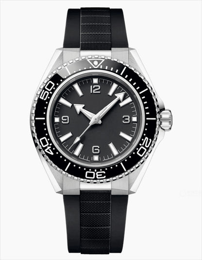 Customized Luxury Mens Sports Black Blue Ceramic Bezel Automatic Mechanical Watch Stainless Steel Orange Rubber Watches 42mm