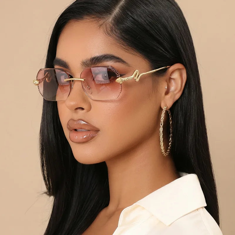 Ochelari de soare decorativi din metal, în formă de șarpe – ramă neregulată unisex, protecție UV, ochelari de soare