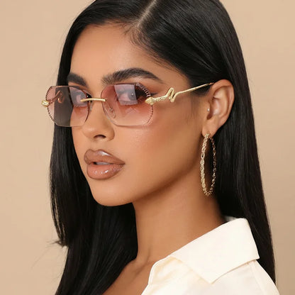 Ochelari de soare decorativi din metal, în formă de șarpe – ramă neregulată unisex, protecție UV, ochelari de soare