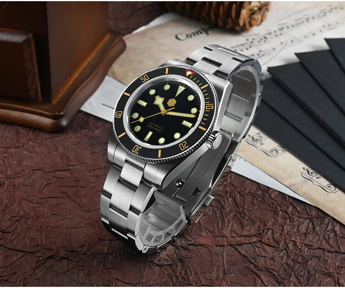 San Martin Upgraded BB58 40mm Retro Luxury Men Diver Watch NH35 Automatic Mechanical Sapphire 200m Waterproof Reloj SN0008D