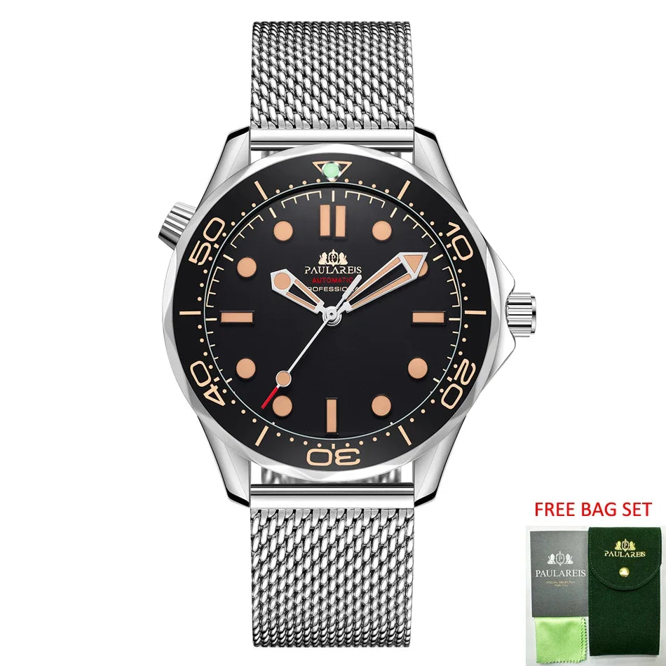 Automatic Watches for Men Mechanical Self Wind Net Stainless Steel Nylon Strap Luxury New Limited Reloj Hombre Baratos