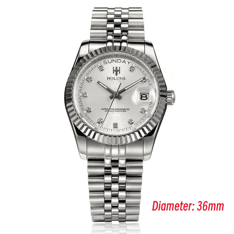 Holuns Luxury Classic 36/41mm Gold Men Watches Japan MIYOTA Quartz Movt Stainless Steel Classic Business Wristwatch Waterproof